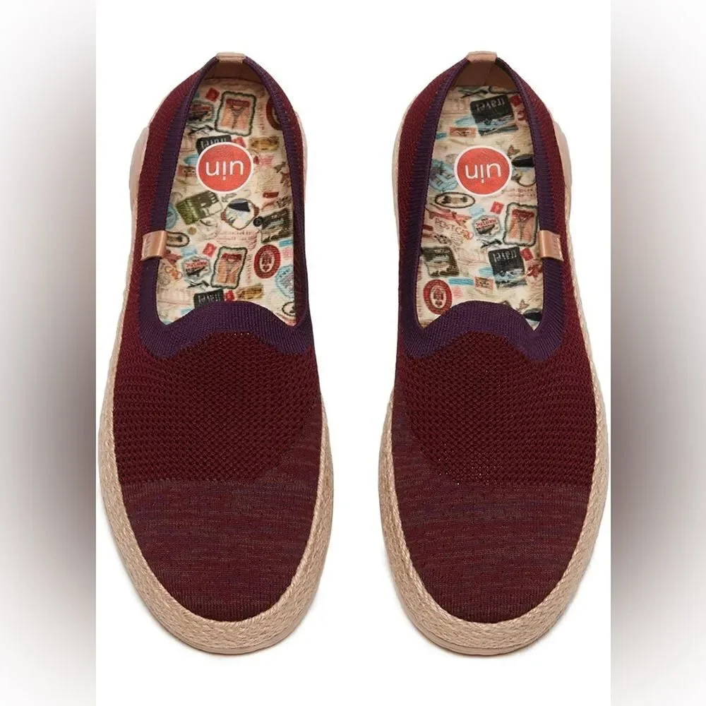 UIN Women's Espadrilles Knitted Lightweight Casual Shoes Marbella (Ripe Cherry)